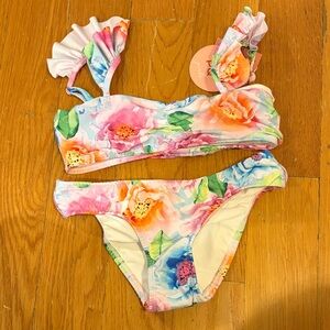 PQ Swim Floral Kids Flutter Bikini - NWT size 10